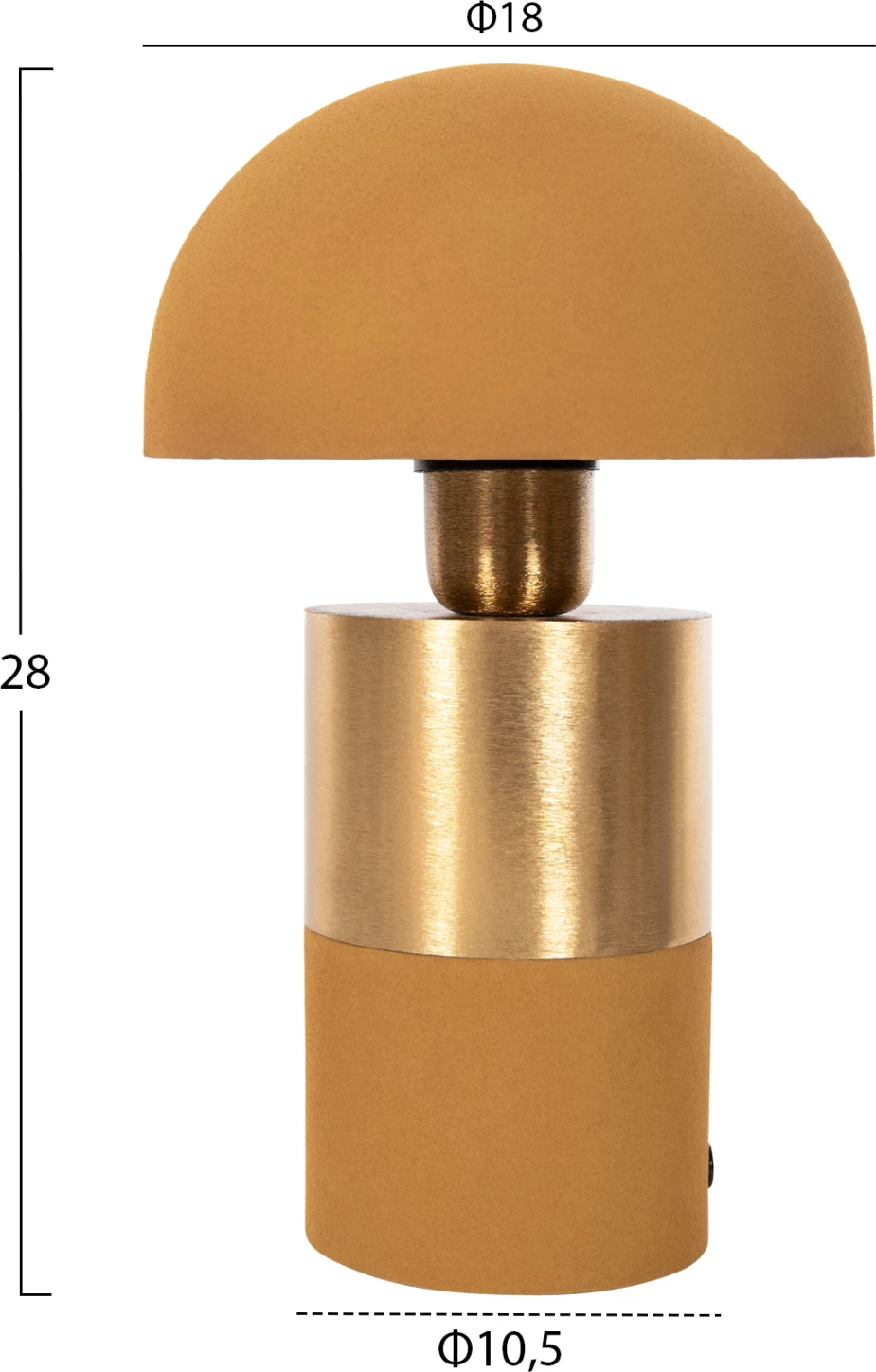Namizna svetilka PUNE FH4255.09 kovinska v gorčično-zlati barvi Φ18x28Hcm