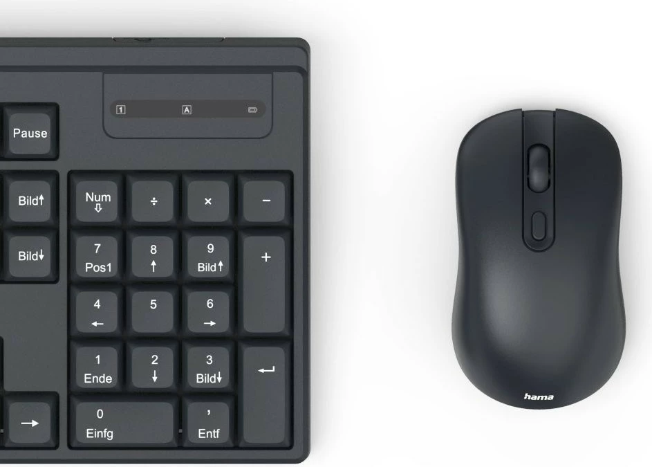 Brezžični komplet tipkovnice in miške Hama WKM-200, QWERTY, črn
