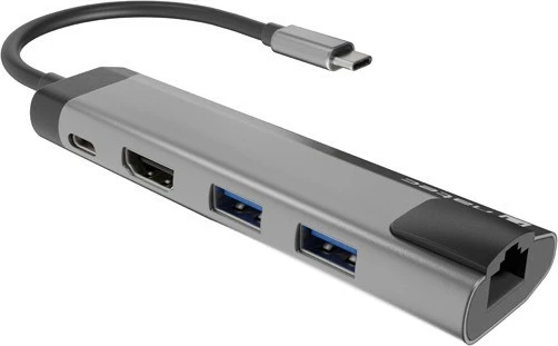 Docking postaja, Natec Fowler Go NMP-1985, večportna USB-C, 2x USB 3.0, HDMI 4K, RJ45, siva