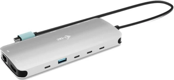 Dokovna postaja Metal Nano, i-tec USB-C, 3x Display, 2x HDMI, 1x USB-C video, LAN, avdio, čitalec kartic, Power Delivery 140W, siva