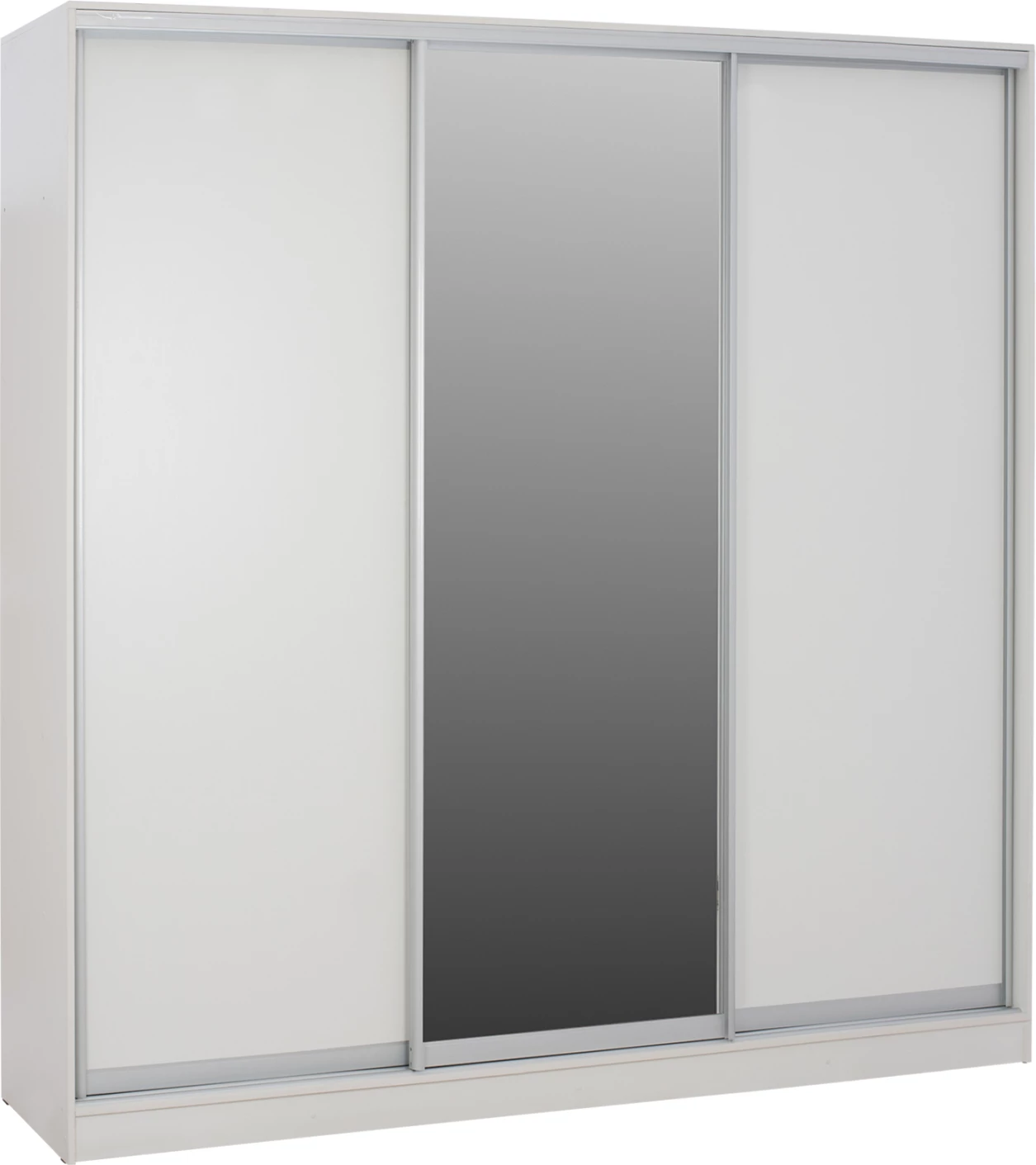 Drsna omara iz melamina v beli barvi s tremi vrati in ogledalom FH2462.03 240x60x240 cm
