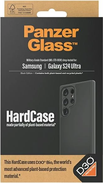 Zaščitni ovitek PanzerGlass HardCase za Samsung Galaxy S24 Ultra, D3O Bio, črno in prozorno