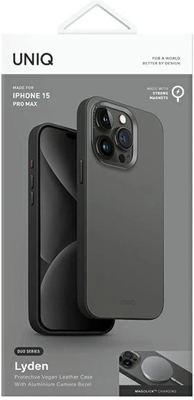 Ovitek za telefon UNIQ Lyden DS za iPhone 15 Pro Max 6,7", MagClick, sivo-črn