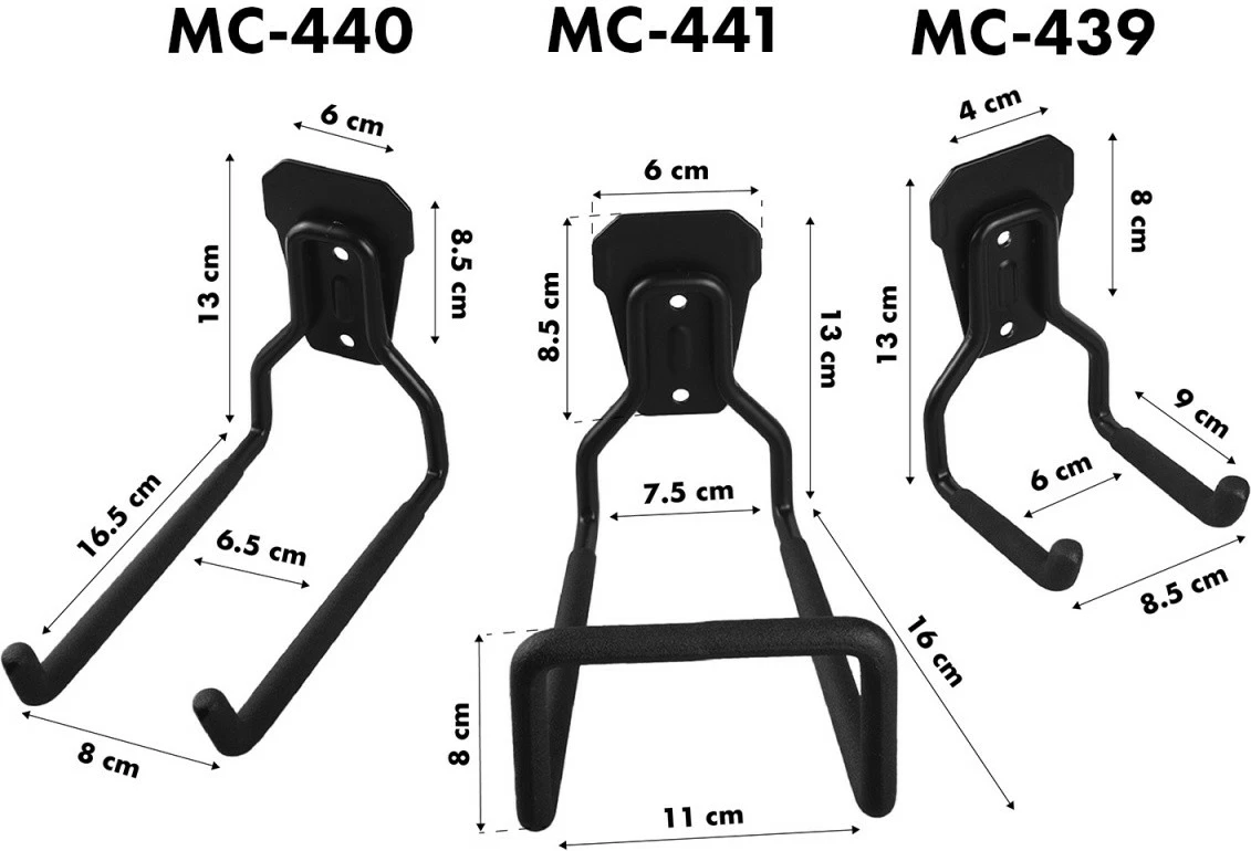 Stenski nosilec za garažo Maclean MC-441, jeklo, 35 kg, črn