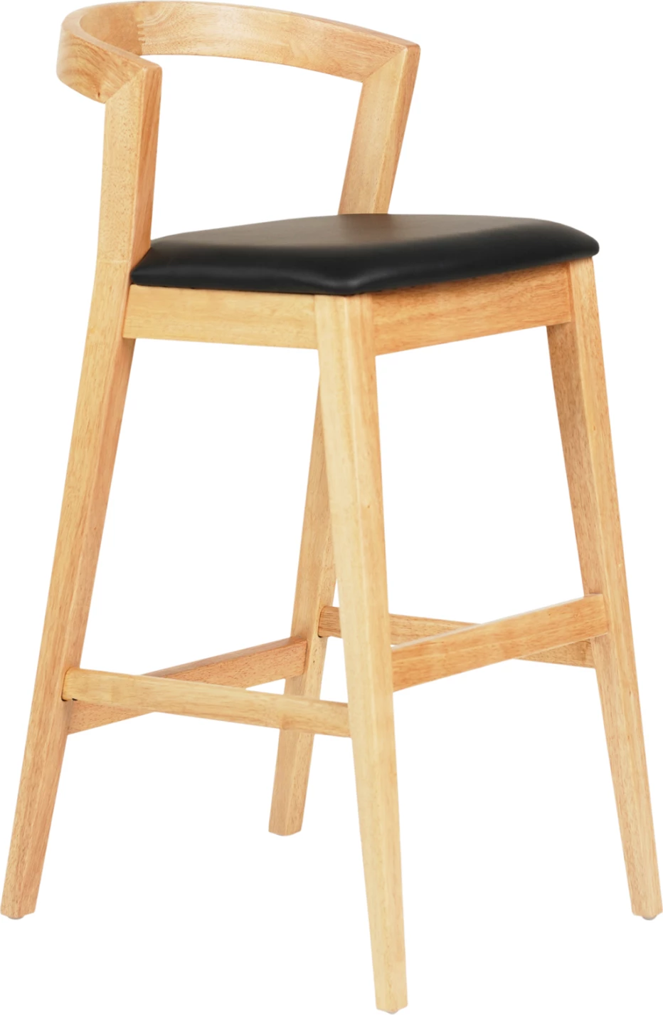 Barski stol NAMI FH9952.01 iz kavčukovca v barvi hrasta-črna PU 47,5x59x102,5Hcm