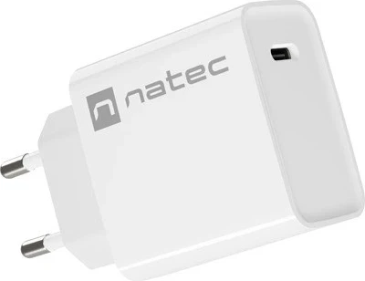 Hitri omrežni polnilnik 20W USB-C NATEC RIBERA, bel