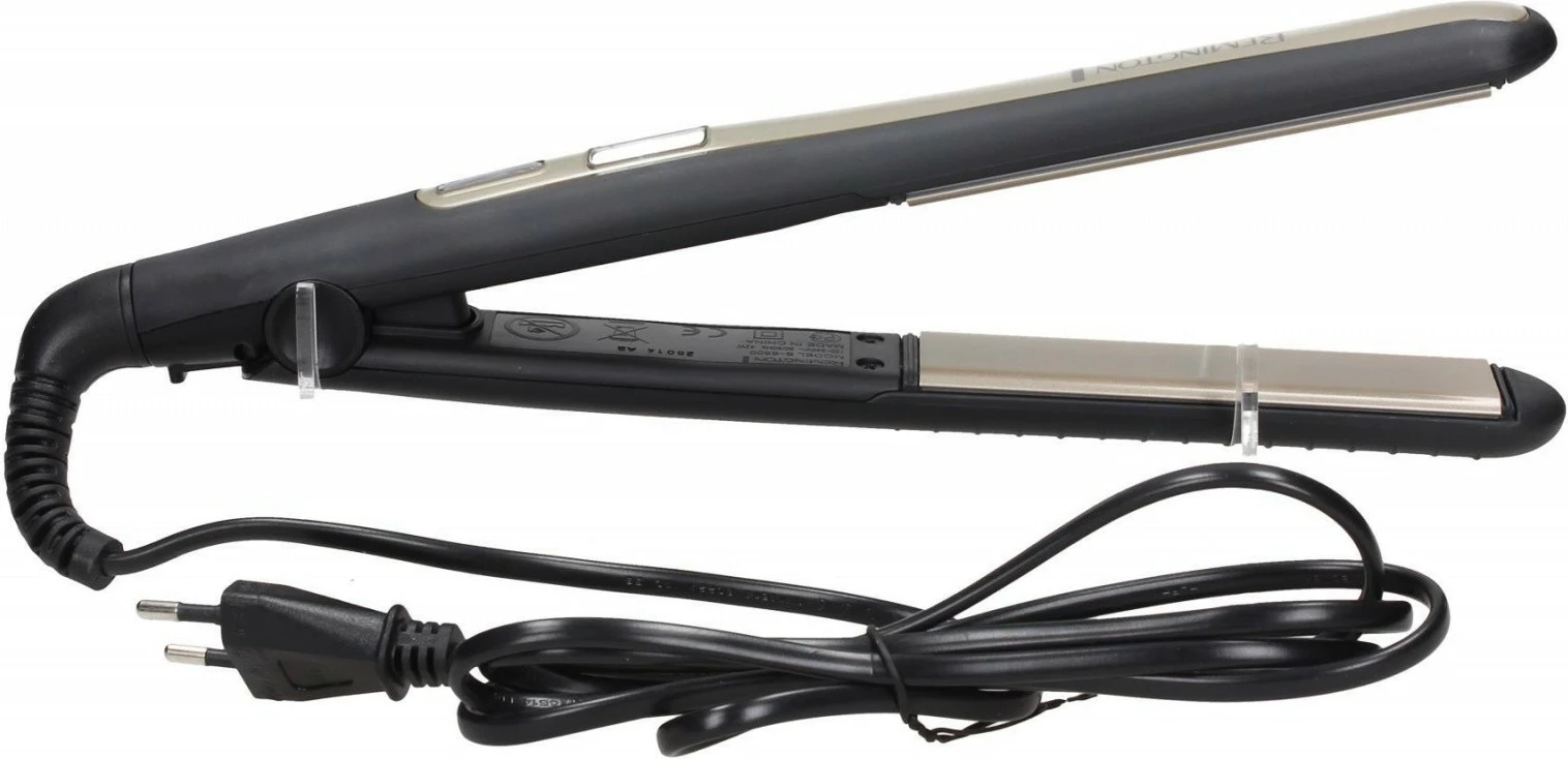 Ravne in kodralne plošče Remington Sleek&curl S6500, keramične, bež/črne