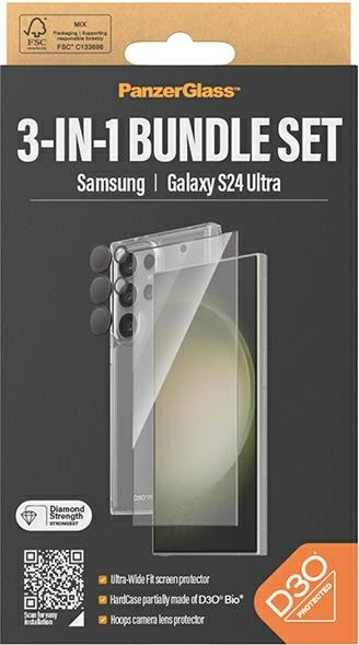 Zaščitni komplet 3-v-1 PanzerGlass za Samsung Galaxy S24 Ultra, prozoren