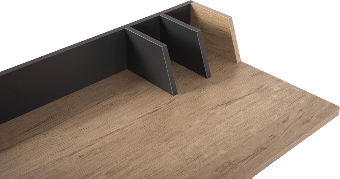 Pisarniška miza FH9320 kovinsko temno siva z MDF namizjem v barvi hrasta 90Χ50Χ73.5-85.5H cm