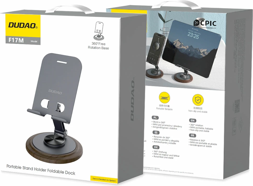 Držalo za telefon Dudao F17M, kovinsko, 360°, sivo