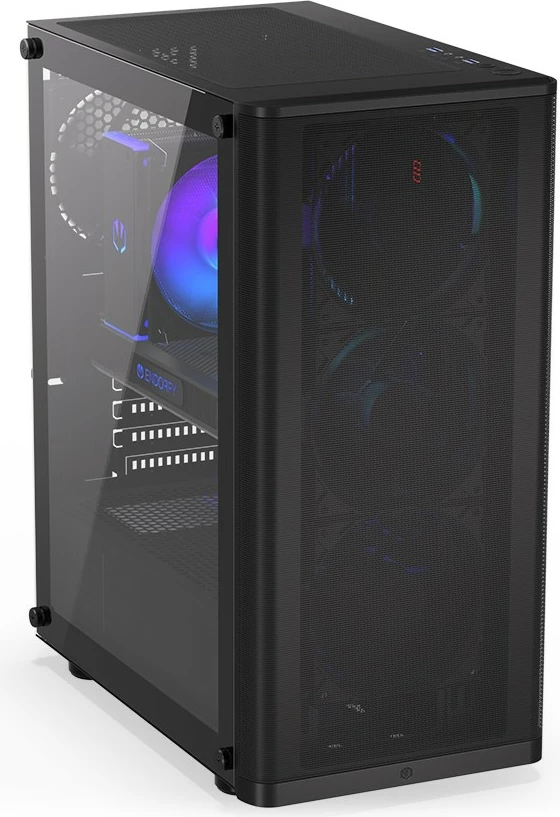 Računalniško ohišje Ventum 200 Air Endorfy, Midi Tower, ATX, kaljeno steklo, črno
