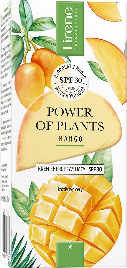 Energizirajoč krem za obraz SPF30 Mango, Lirene Power of Plants, za ženske, 50 ml