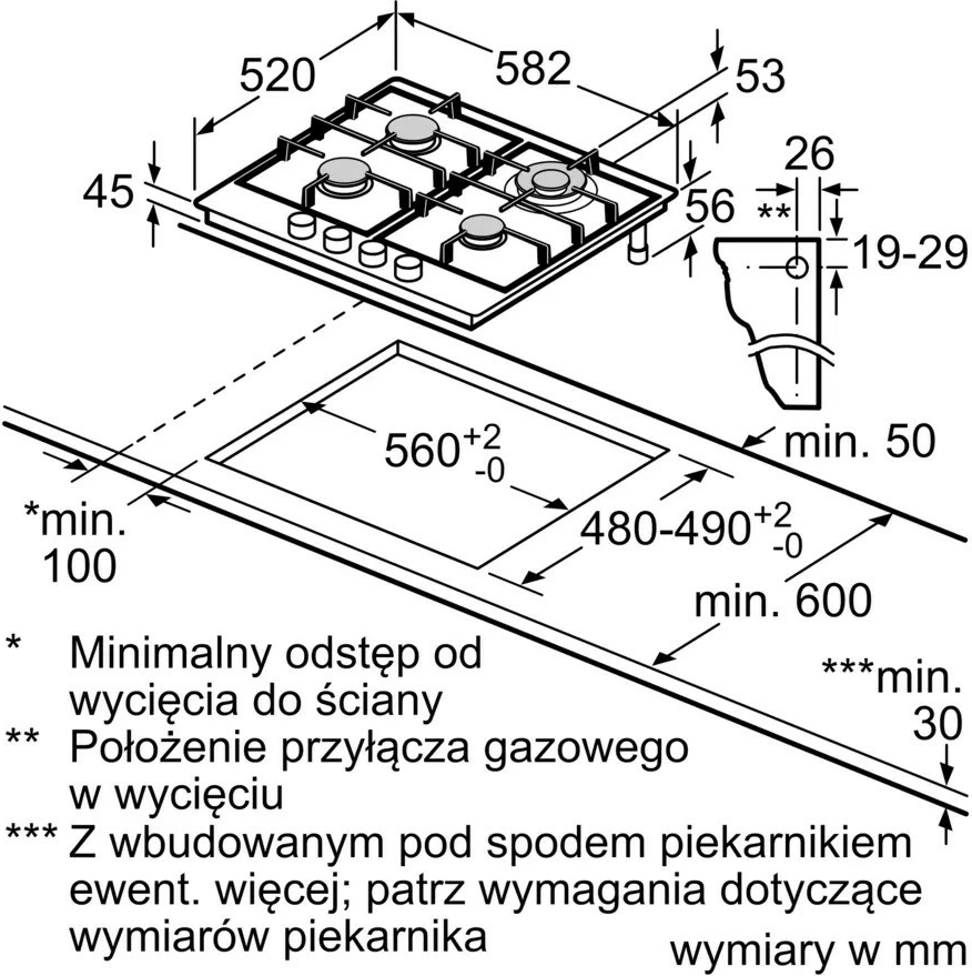 Plinska kuhalna plošča, Bosch PGH6B5K90, inox, 4 kuhališča Plinska kuhalna plošča, Bosch PGH6B5K90, inox, 4 kuhališča