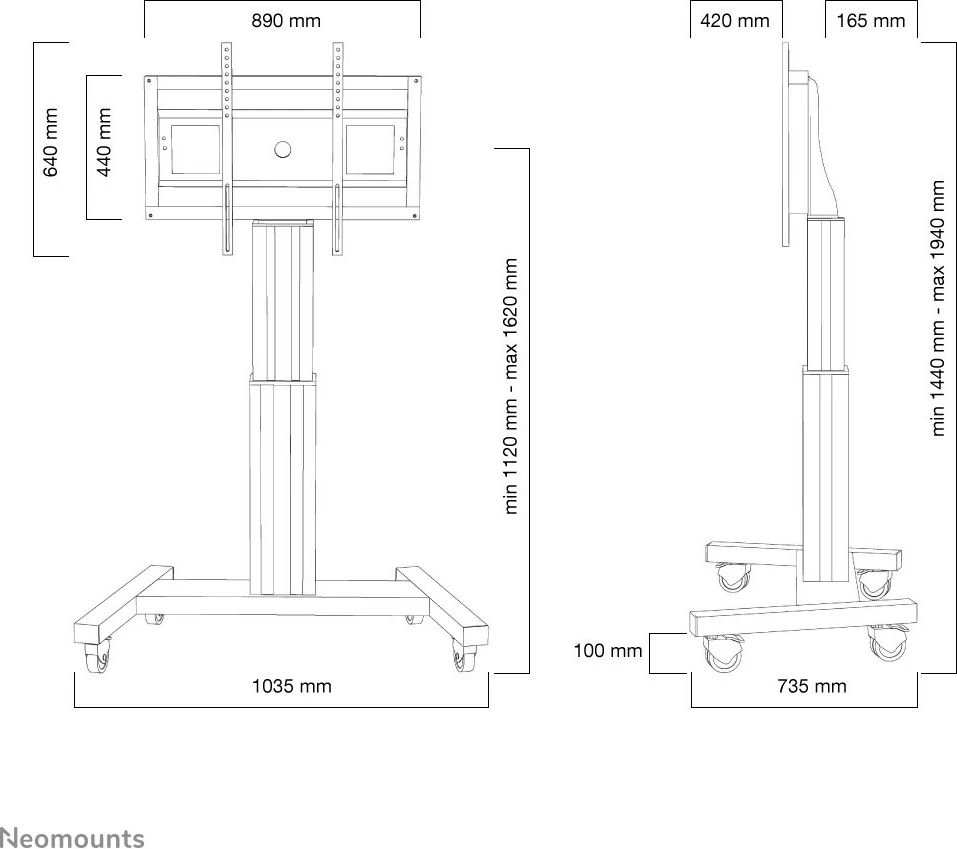 Mobilna stojalo za TV, Neomounts PLASMA-M2500BLACK, avtomatsko, za zaslone 42–100 inčev, 150 kg, črno Mobilna stojalo za TV, Neomounts PLASMA-M2500BLACK, avtomatsko, za zaslone 42–100 inčev, 150 kg, črno