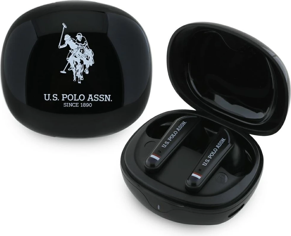 Brezžične slušalke TWS DH Logo, U.S. Polo Assn., Bluetooth 5.4, s polnilno škatlico, črne