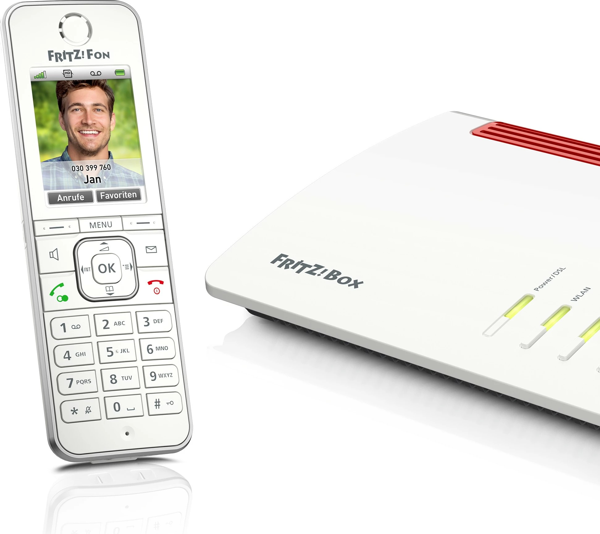 Brezžični telefon DECT, FRITZ!Fon C6, zvočnik, 300 stikov, bel