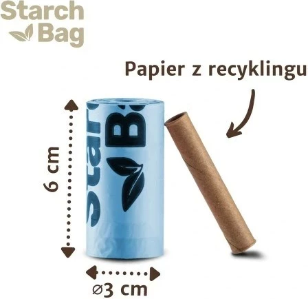 Kompostne vrečke Starch Bag BIO za iztrebke, 8x15 kos, črne