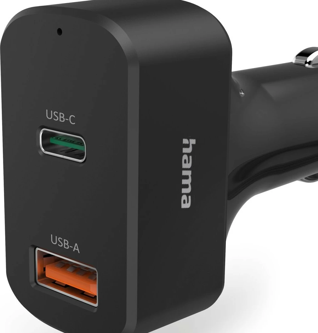 Avto polnilec Hama 200018, 65 W, USB-C in USB, 1,5 m, črn