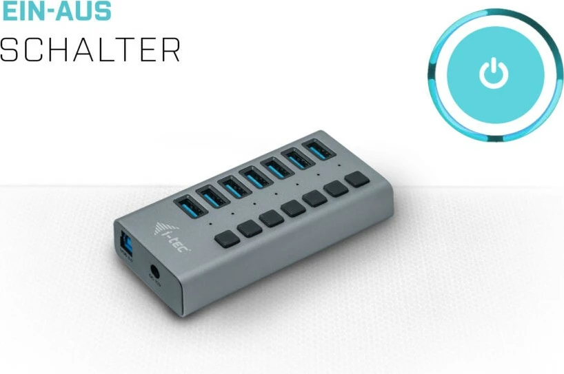 USB 3.0 razdelilec 7 vrat, 36 W, aluminij, siv - I-Tec