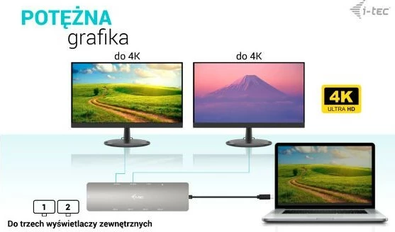 Računalniško ohišje za dok i-tec C31NANOHDM2DOCPD, 2x HDMI, USB-C, 100W, kovina, črno