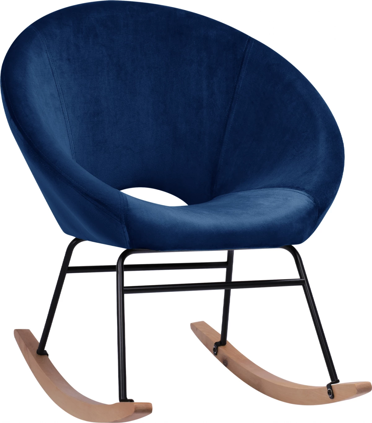 Gugalni stol PAULINA, modri žamet, 76X86X76