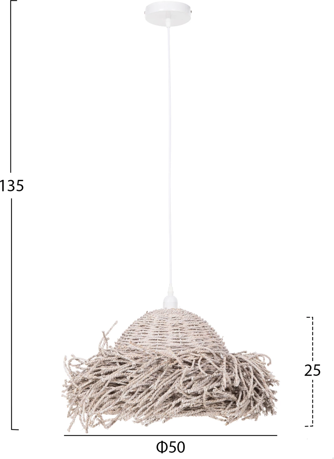 Stropna viseča svetilka FH4349 iz morske trave v beli barvi Φ50x25-135Hcm