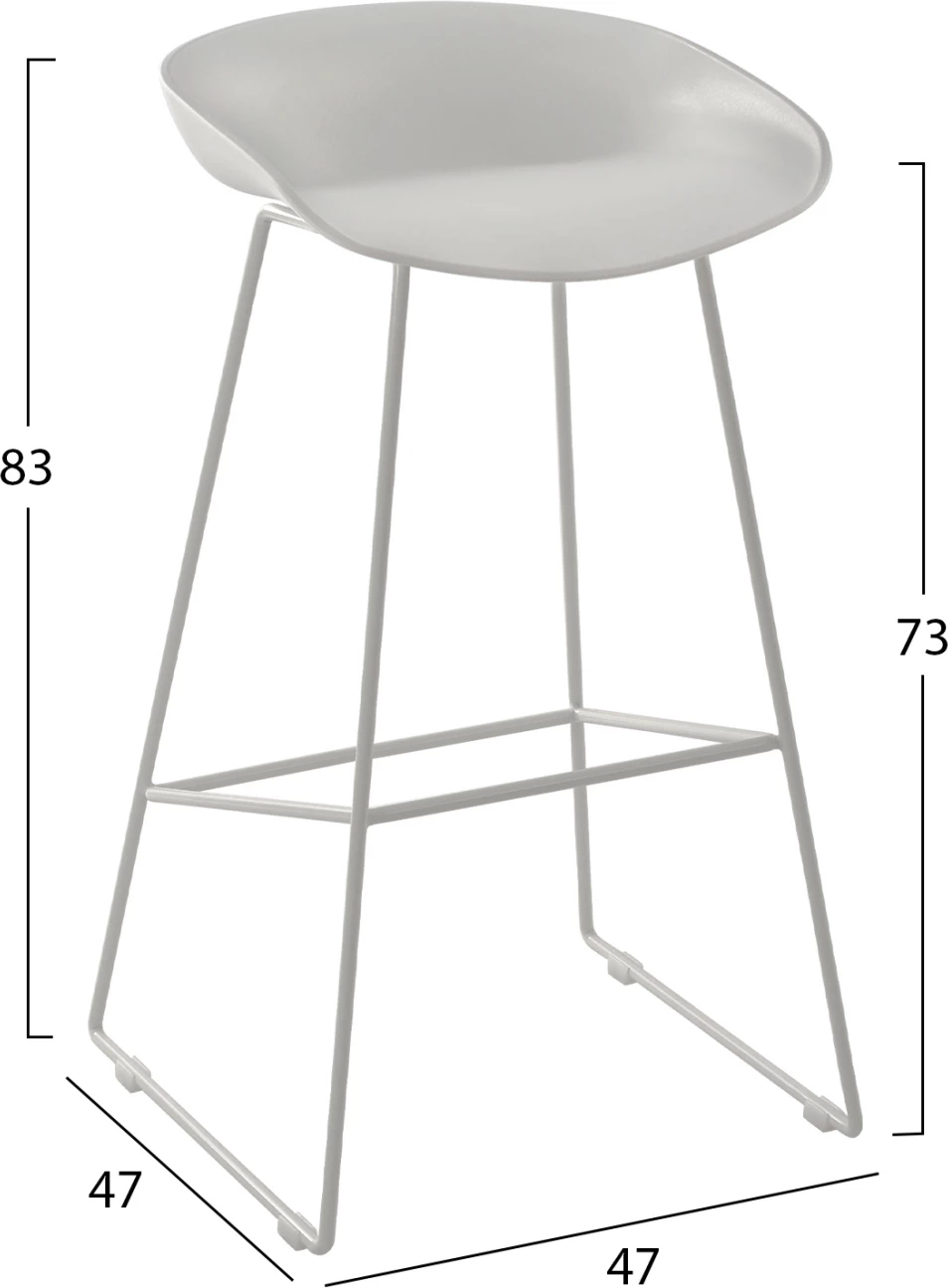 Stol FH8450.01 kovinski s sedežem PP bel 47x47x83cm, set 2 kosov