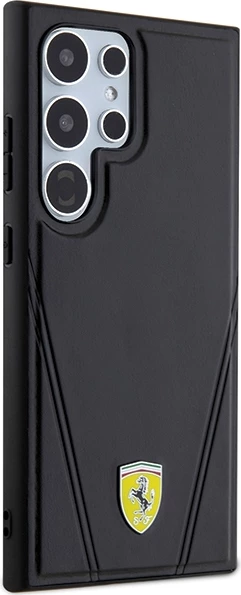 Zaščitni ovitek Ferrari Hot Stamp V Lines MagSafe za Samsung Galaxy S24 Ultra, črn