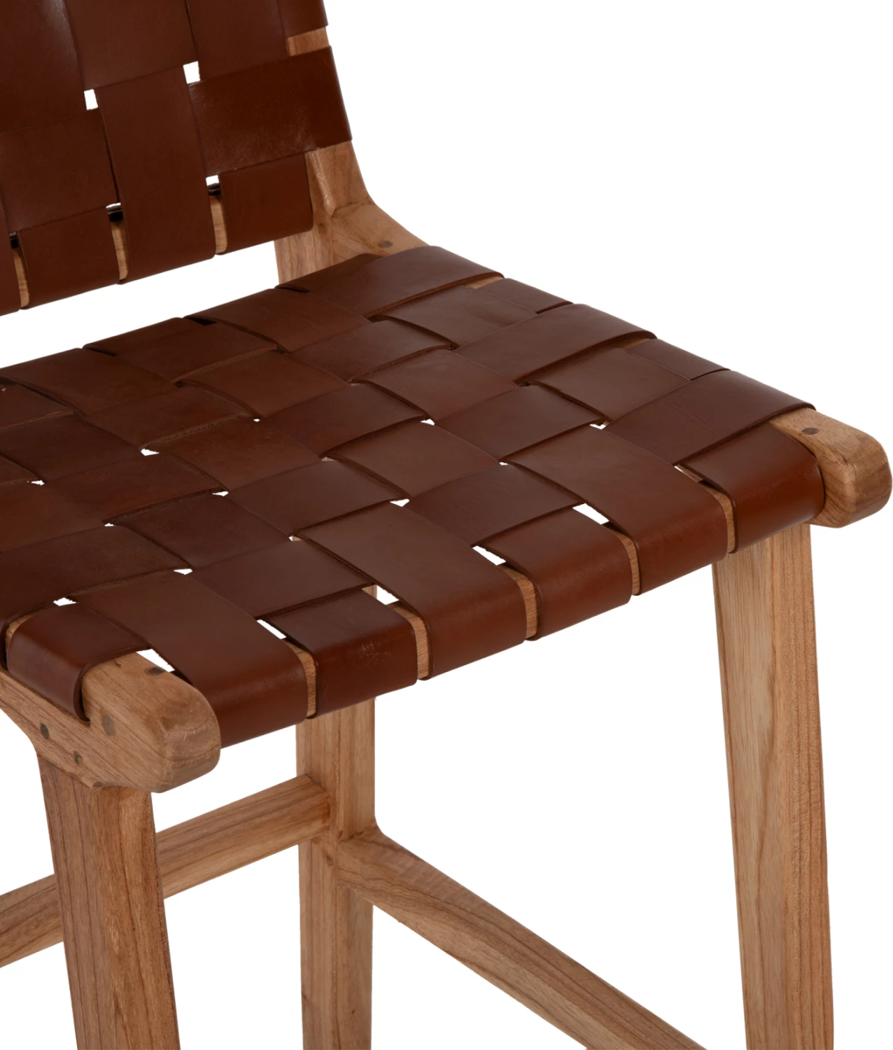 Stol z naslonjalom FH9380.01 visok mindi les pleteno usnje naravno, 40x53x89H