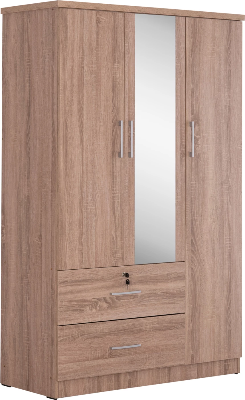 Garderobna omara z ogledalom in policami JARRY FH2485.11 melamin v barvi sonama hrasta 119x48x183H cm