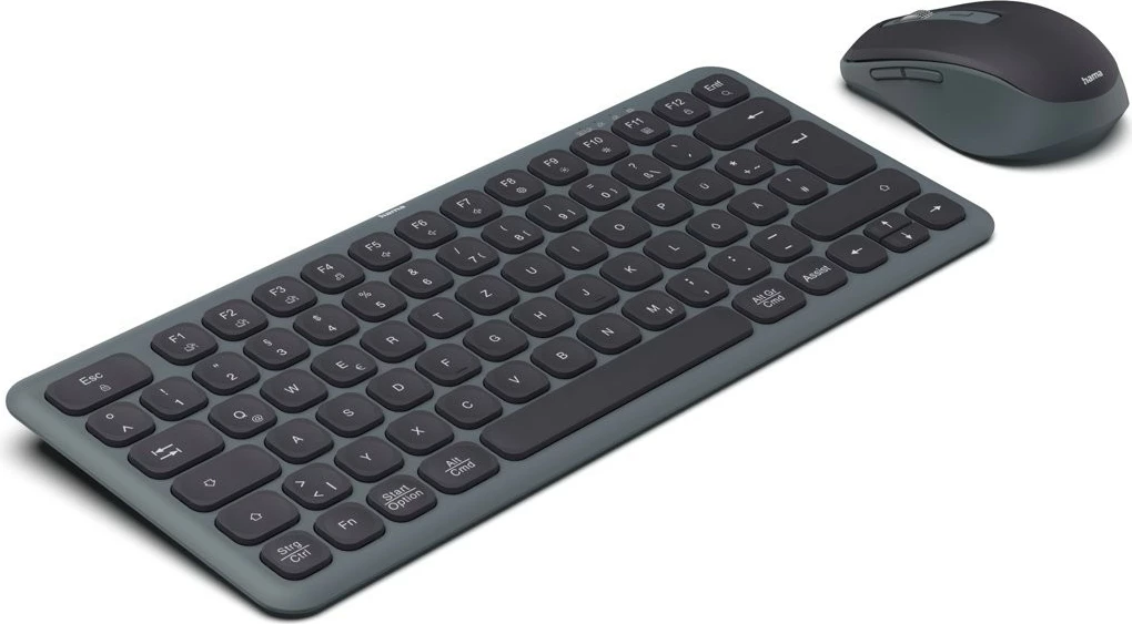 Kompakten brezžični komplet tipkovnice in miške Hama WKM-500, USB/Bluetooth, črno/siv