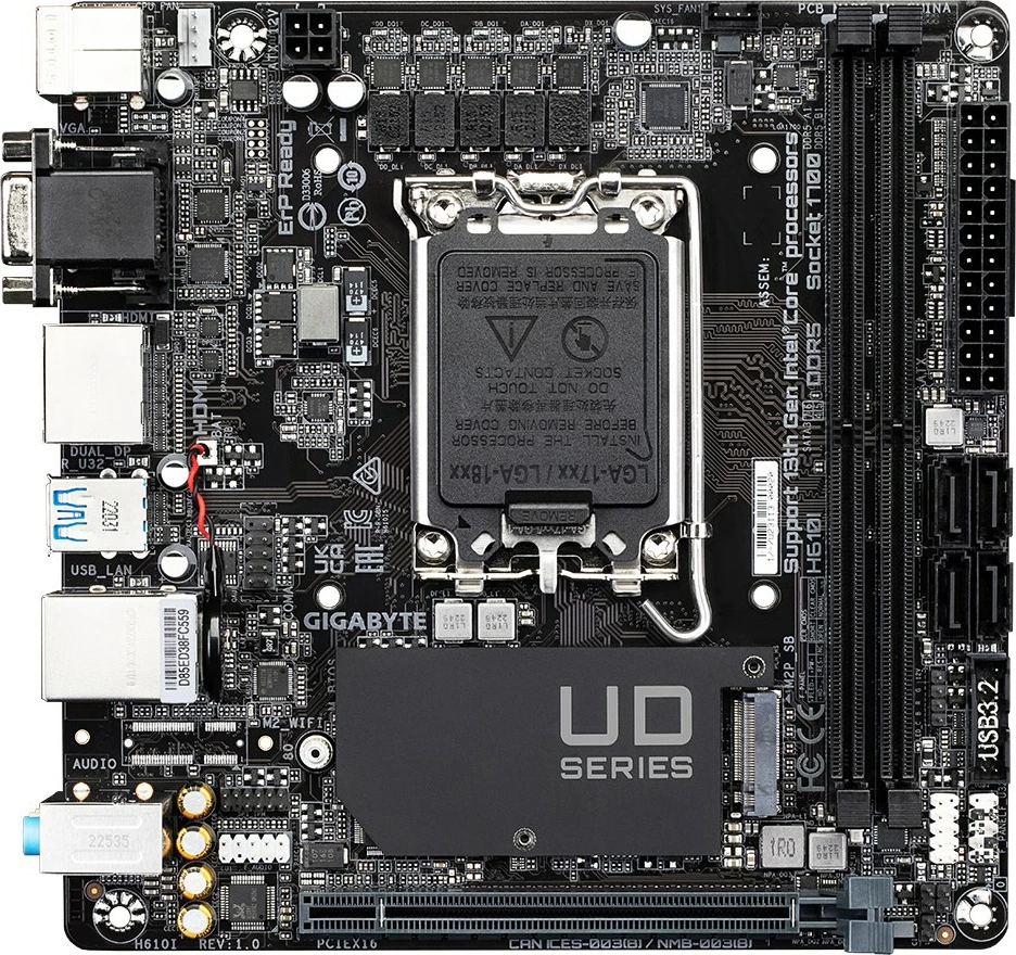Matična plošča Gigabyte H610I, Socket 1700, DDR5, ATX, črna