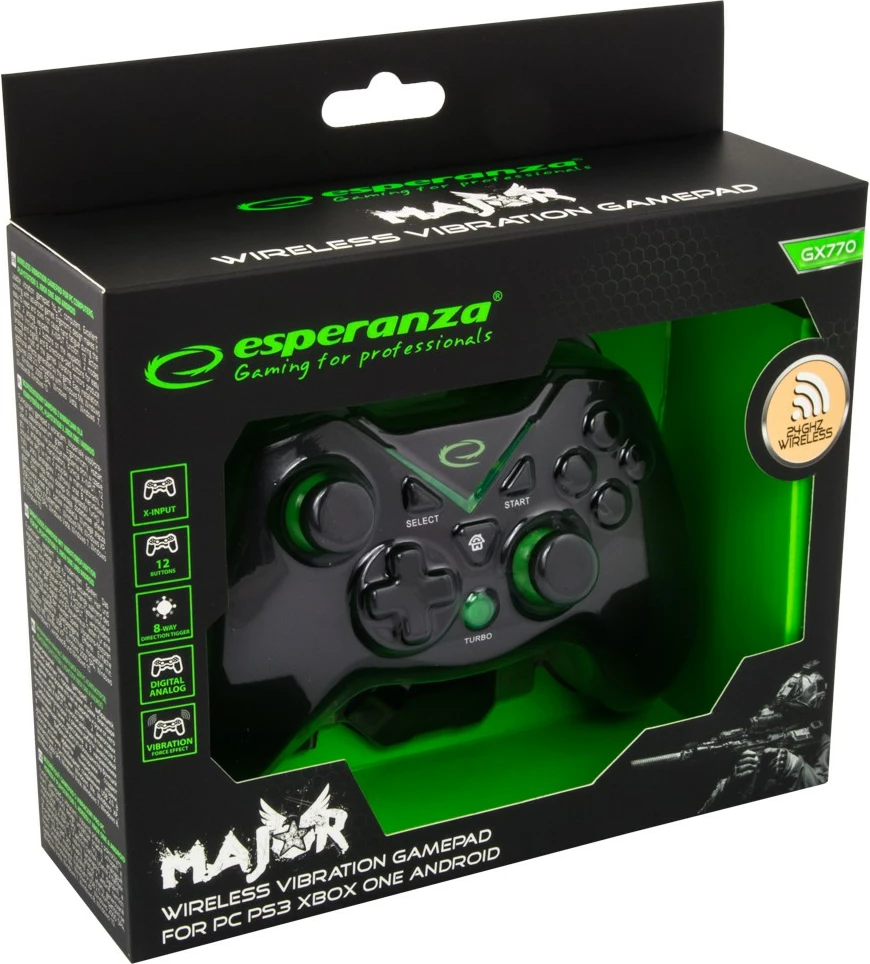 Brezžični gamepad Esperanza EGG112K za PC/PS3/Xbox One, črn