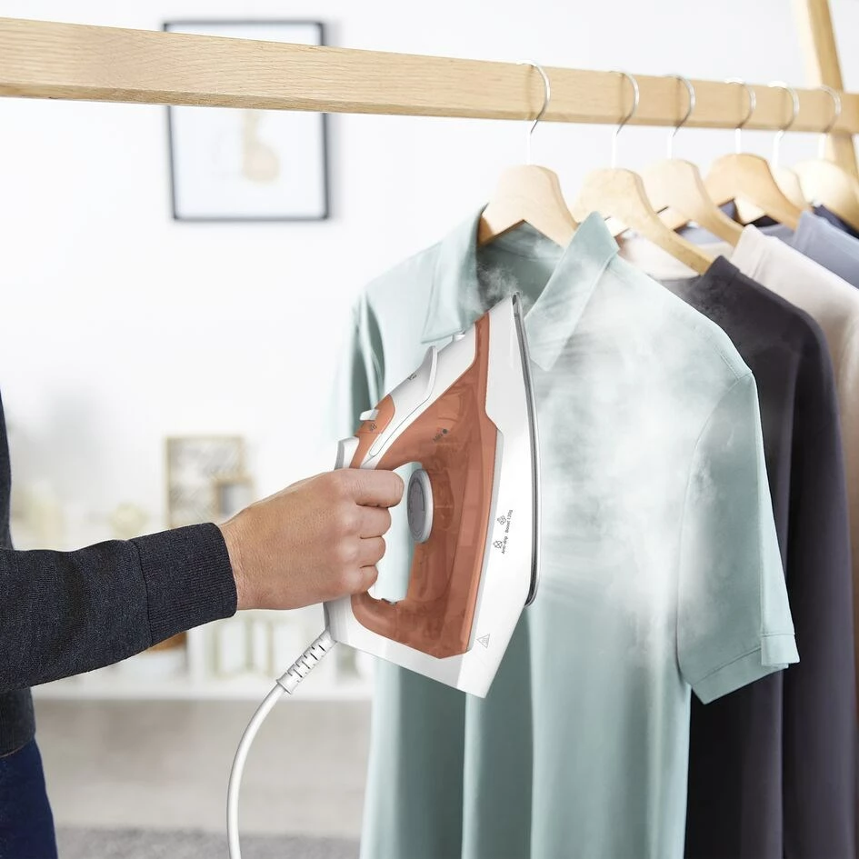 Parni/električni likalnik Tefal Virtuo 30 FV2C40E0, 2000 W, keramika, breskev/bele