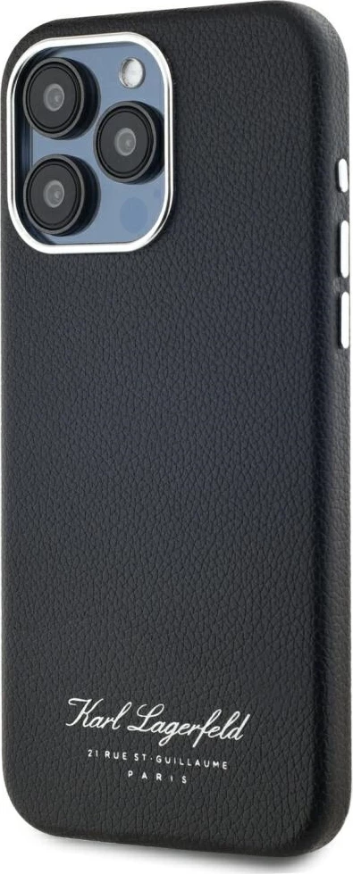 Ovitek za iPhone 15 Pro, eleganten Karl Lagerfeld Hotel RSG, črn