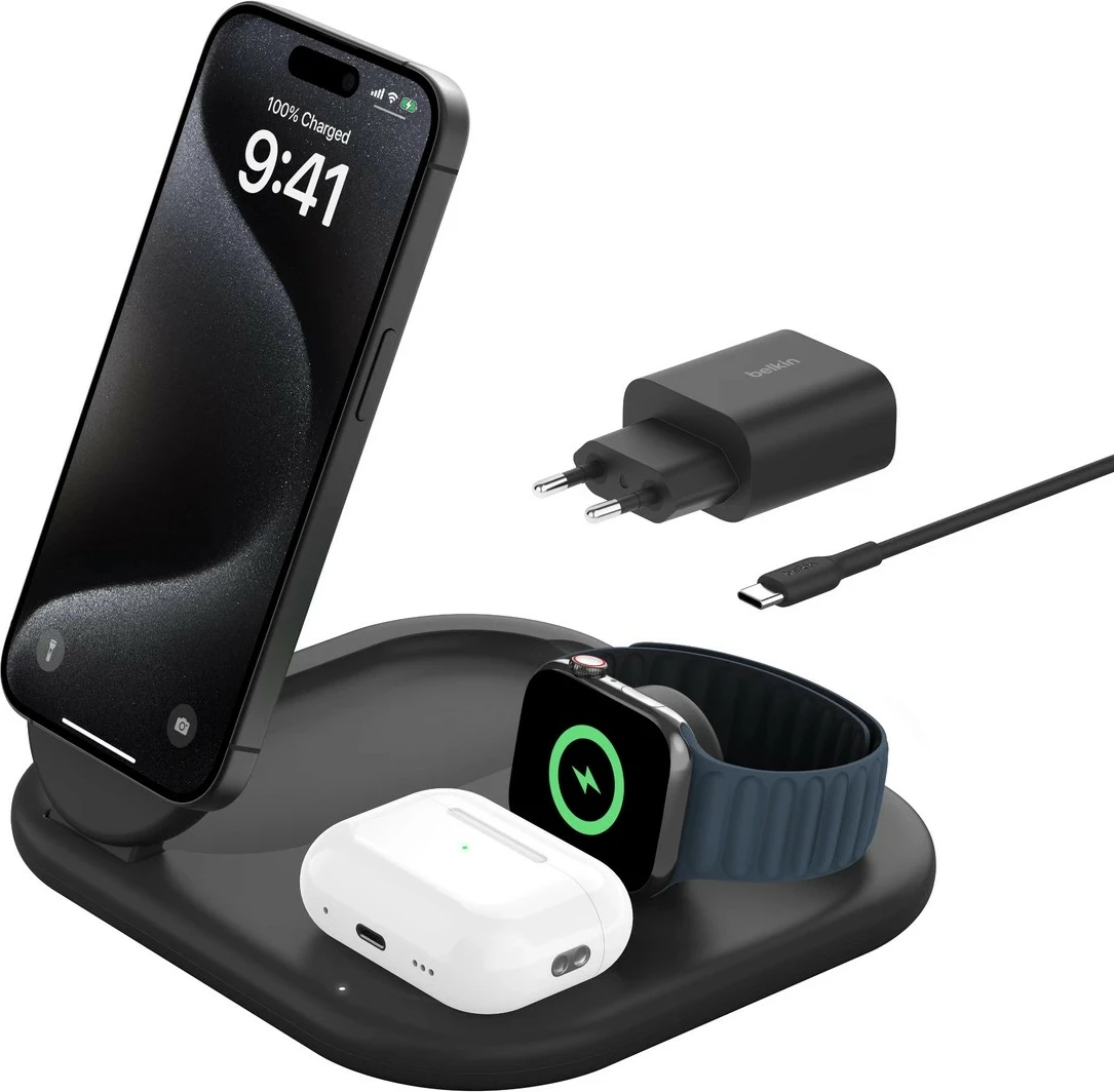 Brezžični polnilec BoostCharge, Belkin, USB, 1,5 m, črn