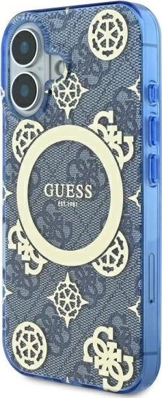 Ovitek Peony On 4G MagSafe za iPhone 16, Guess, moder