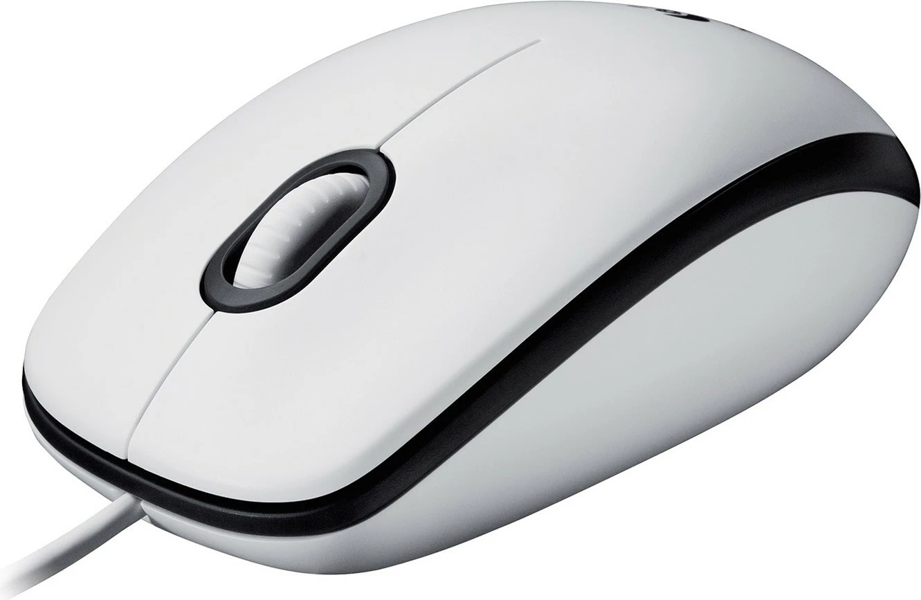 Optični miš, Logitech M100, ambidextrous, USB Type-A, 1000 DPI, bel