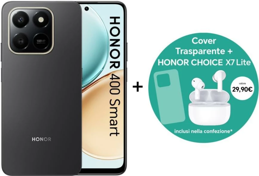 Pametni telefon 6,7" 4G, 8+256GB, Velvet Black, Dual SIM — Honor 400 Smart z slušalkami Choice X7 Lite