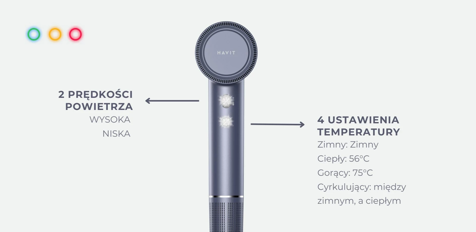 Sušilnik za lase Havit HD202-EU, moder