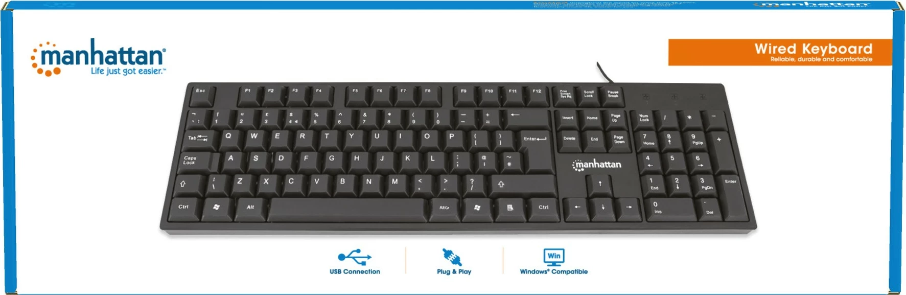 Tastatura MANHATTAN USB, črna