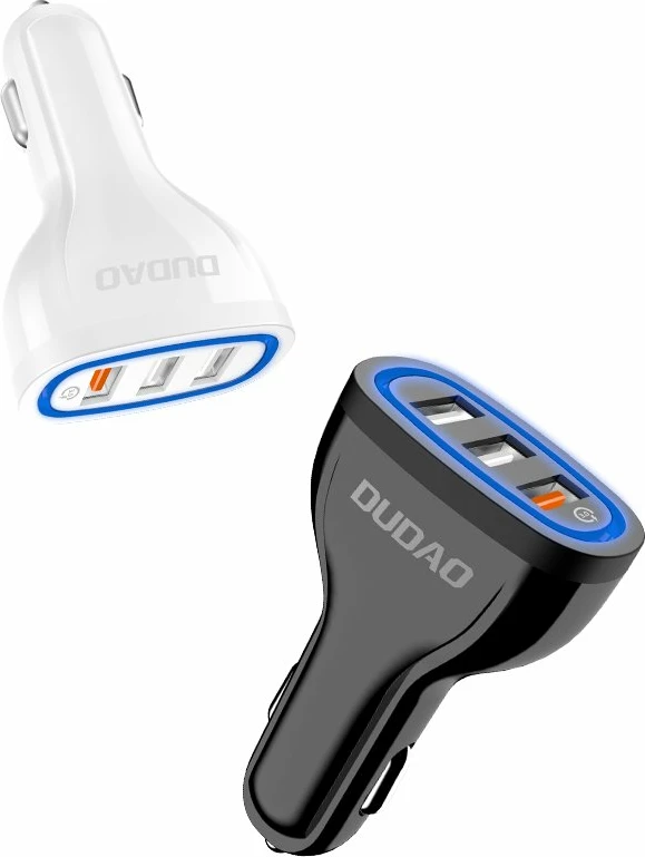 Avto polnilec 3x USB, Quick Charge 3.0, 18 W, bel, Dudao R7S