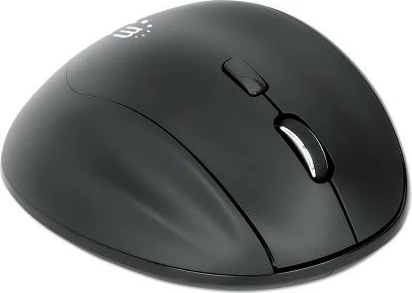 Ergonomični brezžični miška MANHATTAN, 6 gumbov, USB-A/C, črna