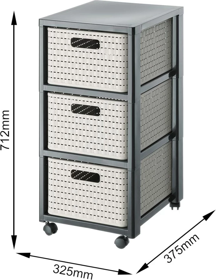 Polica z predali, 3 predali, Rotho Country, antracit