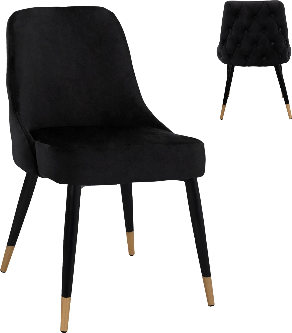 Jedilni stol Serenity FH8527.04 iz žameta v črni barvi z kovinskim okvirjem 52x61x83cm, set 2 kosov