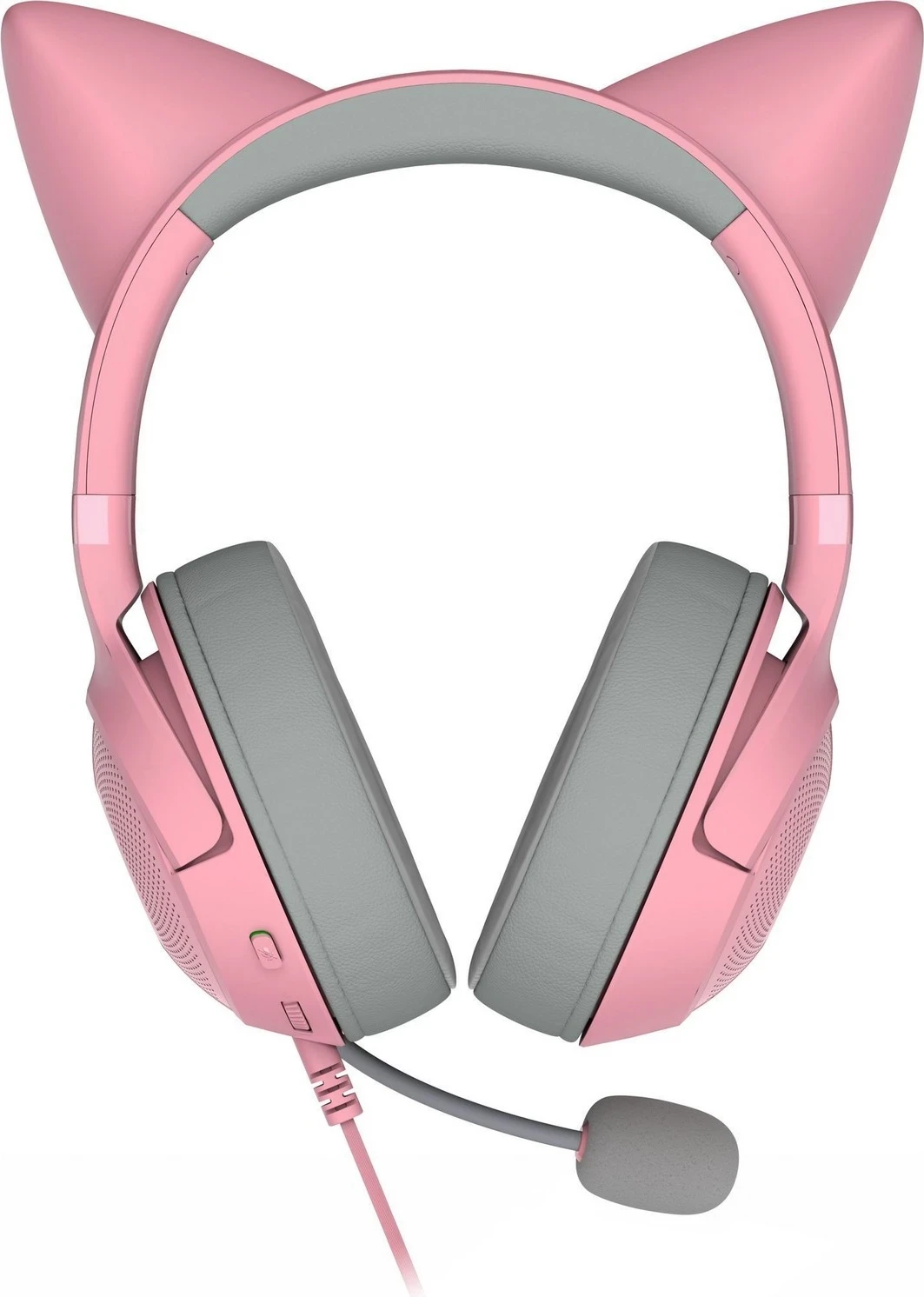 Krmilne slušalke z motivom mačjih ušes Razer Kraken Kitty V2 Quartz, rožnate