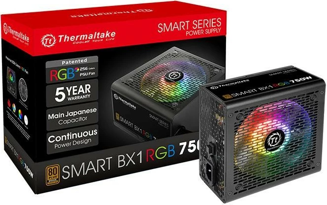Napajalnik Thermaltake Smart BX1 RGB 750W, 80 PLUS Bronze, 4xPEG, 120 mm, črn