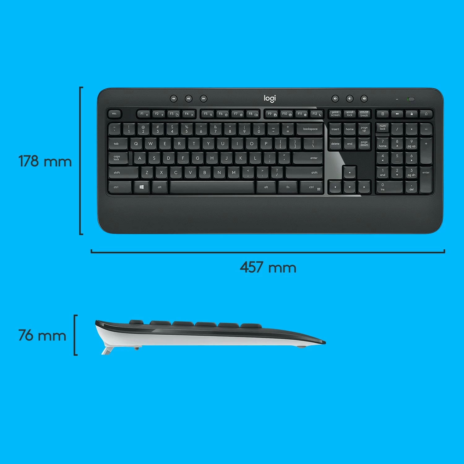 Tastatura in miška Logitech MK540 Advanced, brezžični, USB, QWERTZ, črno-bela
