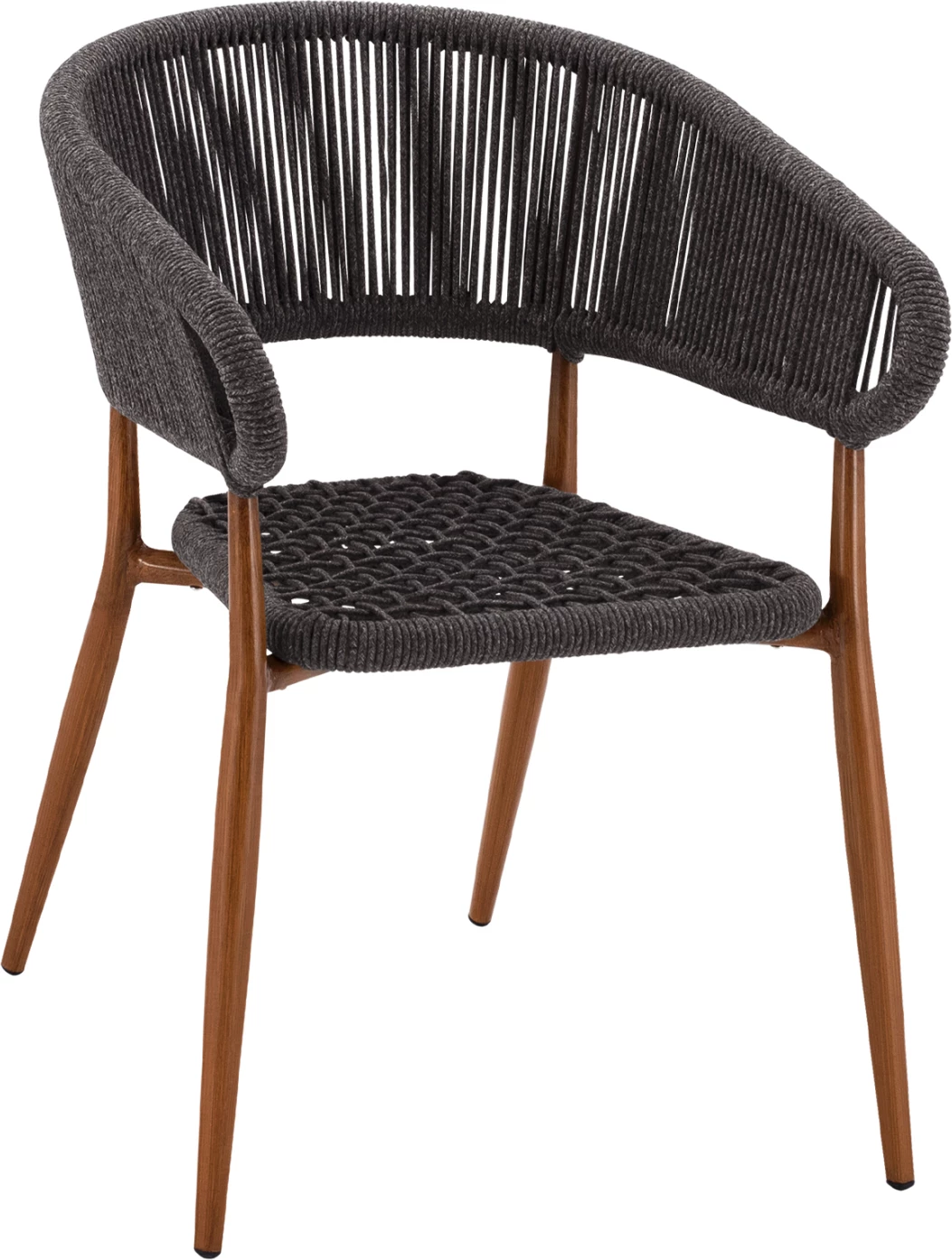 Aluminijasti naslanjač EULO FH5783.11 rjav-sintetični ratan siv 55,5x63,5x78Hcm