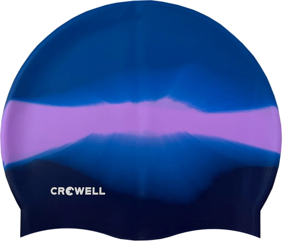 Plavalna kapa iz silikona, unisex Crowell, modro-vijolična z vzorcem lusk